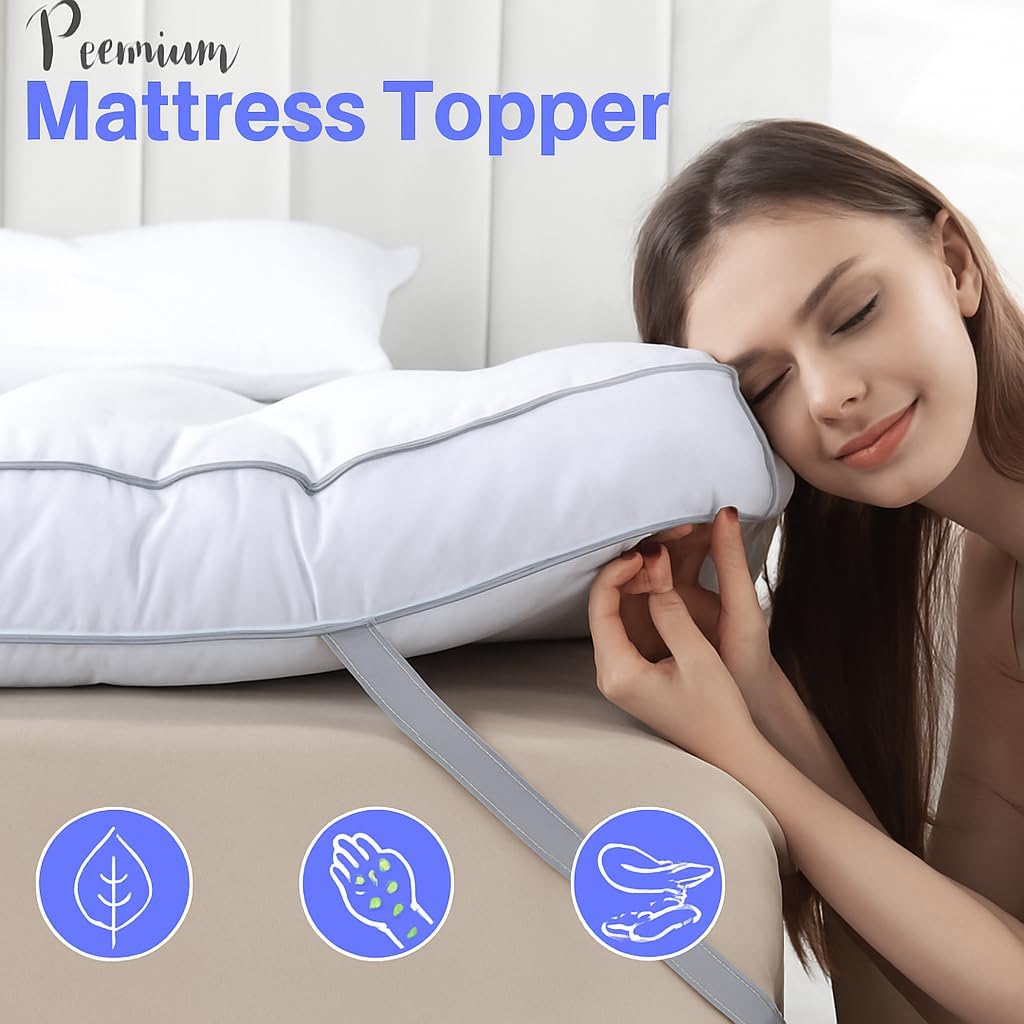 Premium king size mattress topper with soft quilted comfort layer