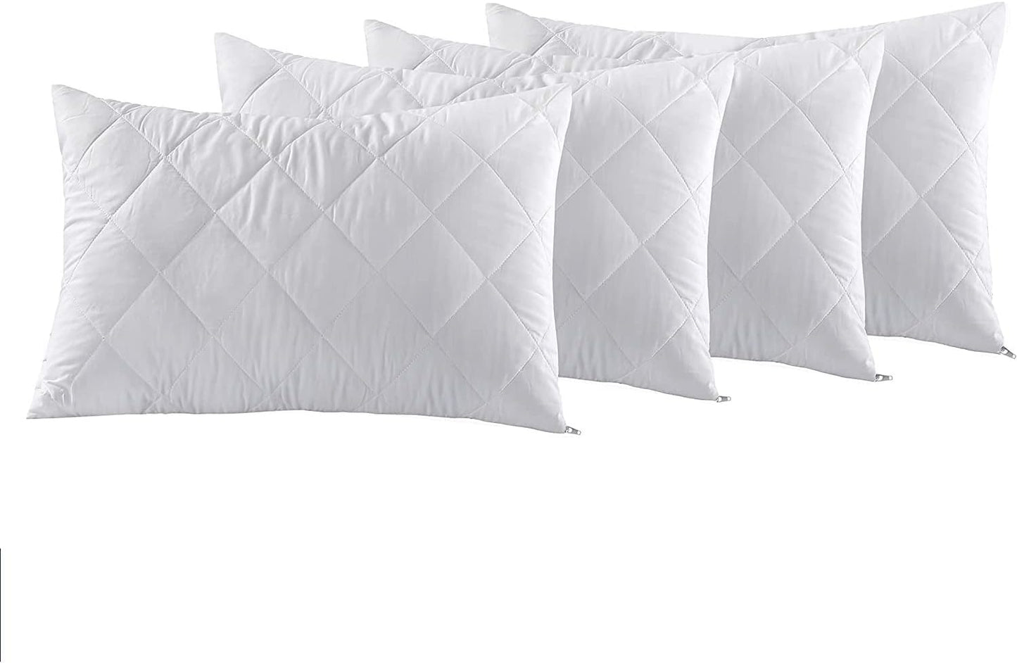 Quilted Pillow Protectors 4 Pack with zipped white quilted design