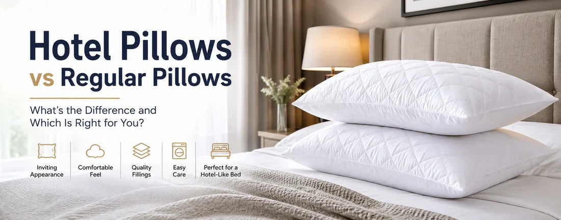 Hotel-style pillows and regular pillows compared on a neatly made UK bed