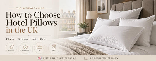 White hotel-style pillows arranged on a neatly made bed