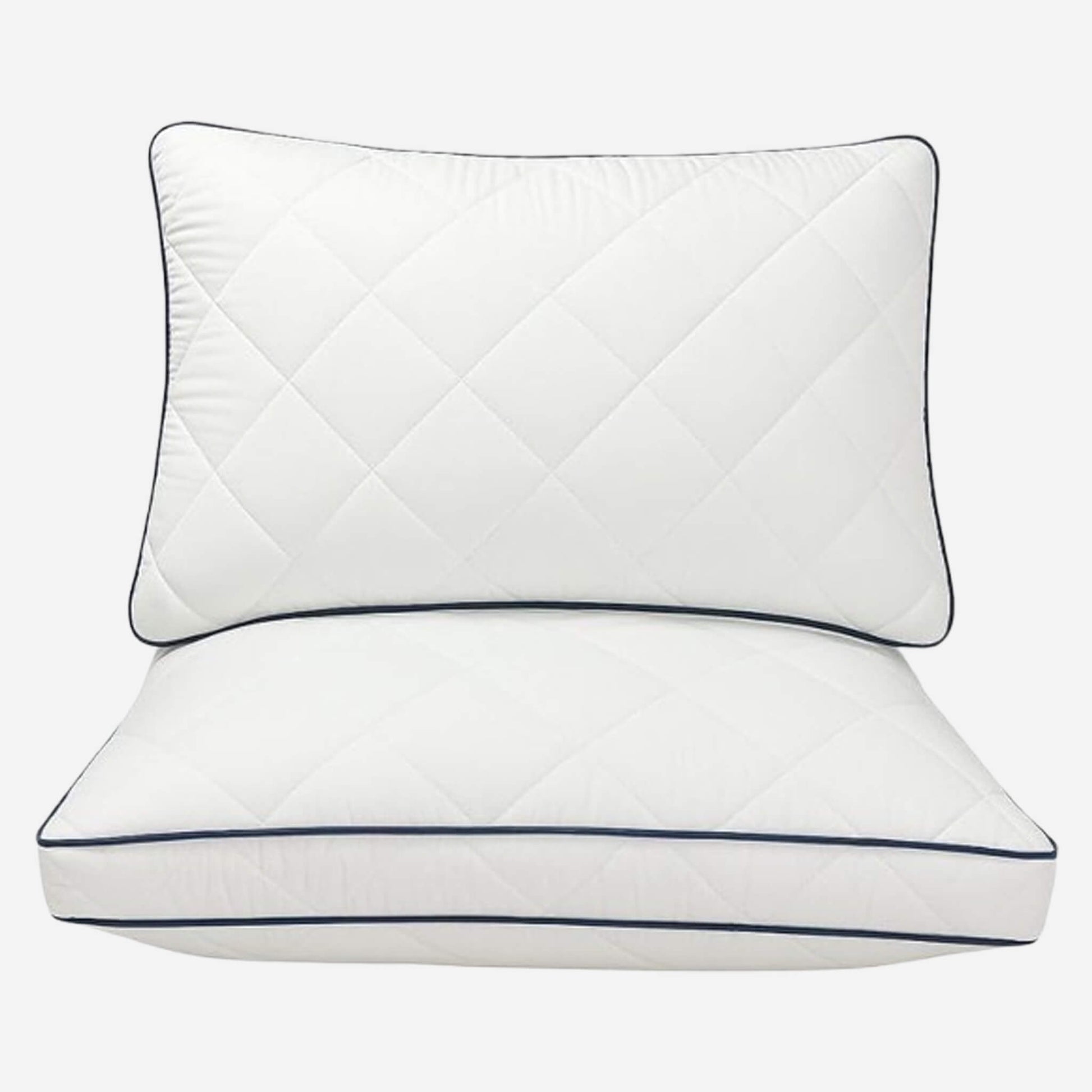 White quilted Cloud Pillows with hotel-style bedding