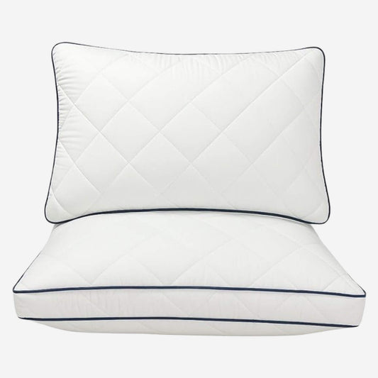 White quilted Cloud Pillows with hotel-style bedding