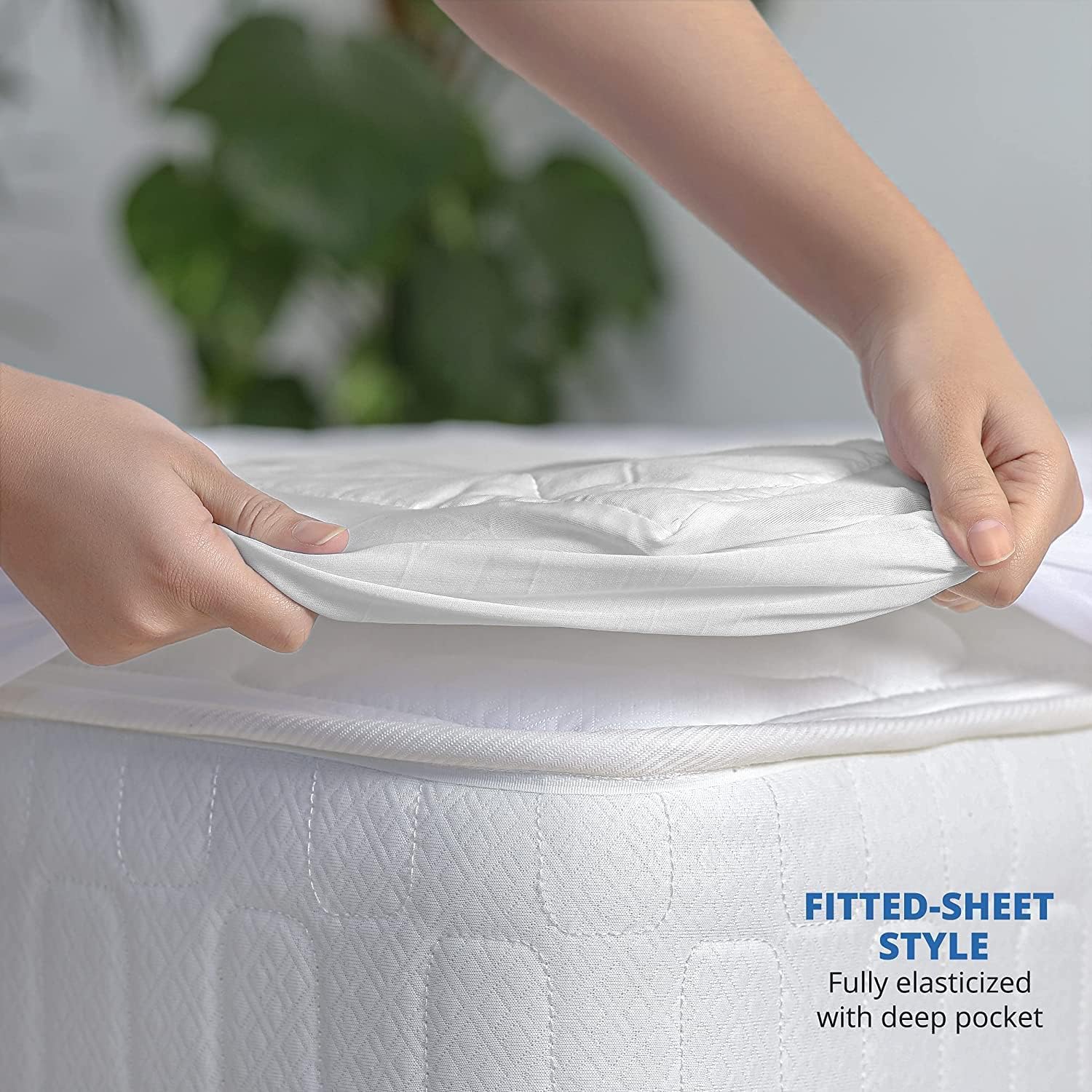 Extra deep quilted mattress protector with fitted sheet style design