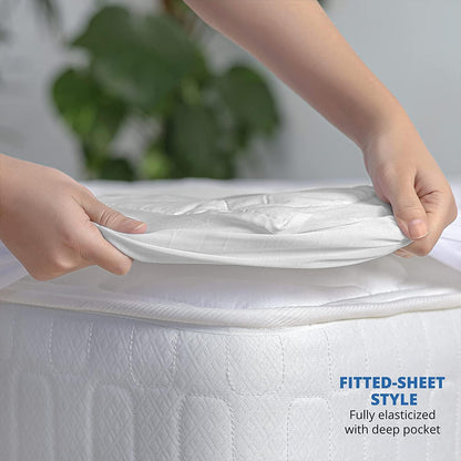 Extra deep quilted mattress protector with fitted sheet style design