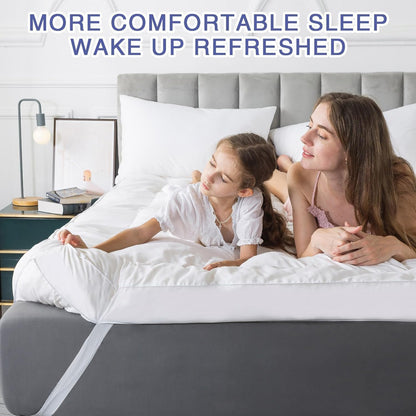 Double mattress topper adding soft comfort for everyday family bedding