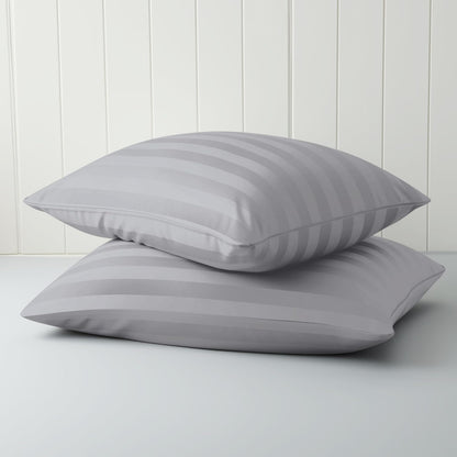 Grey Stripe Hotel Pillow 2 Pack with soft striped microfibre cover