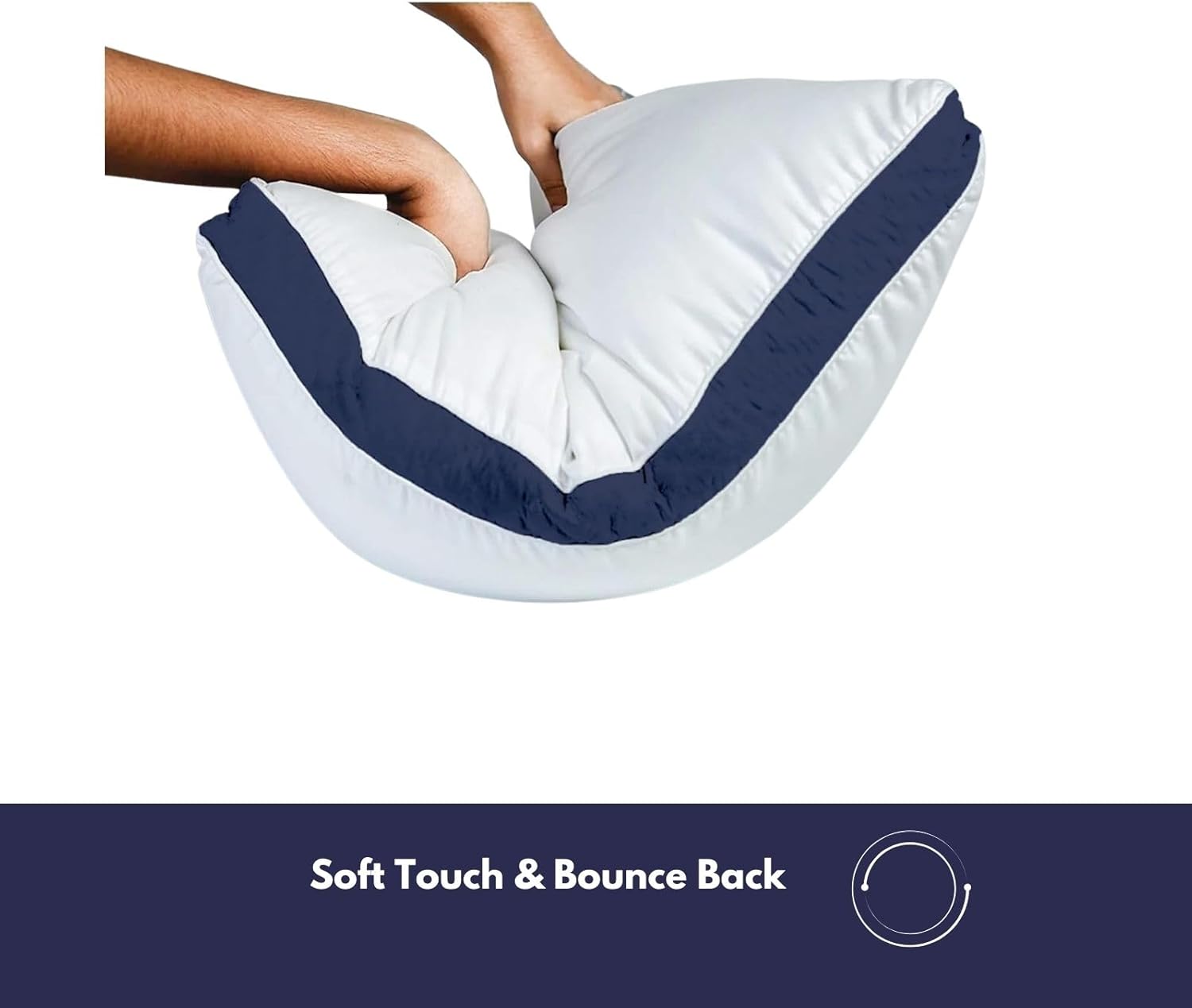 Hotel pillow showing soft touch and bounce-back support