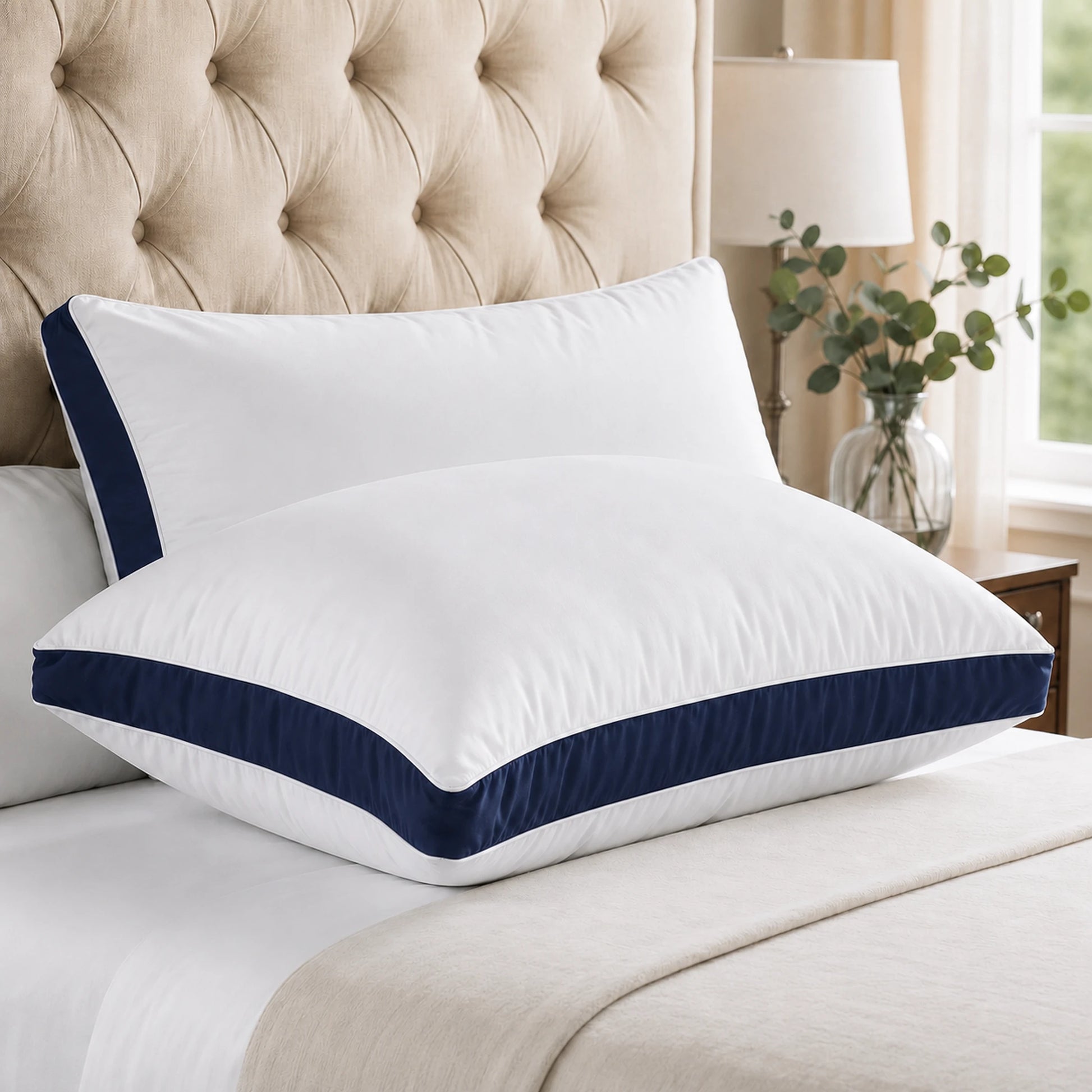 Deep filled hotel pillows for comfort and support
