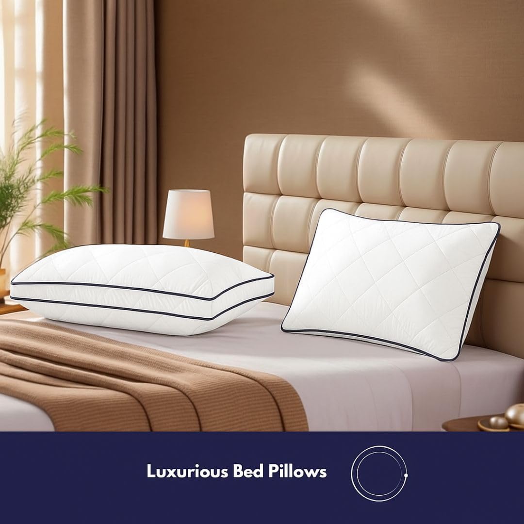 Luxury Cloud Pillows styled on a hotel-style bedroom bed