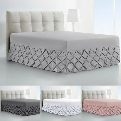 Pintuck fitted valance sheet with 40cm drop for UK beds