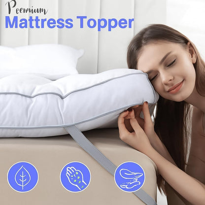 Premium single mattress topper with elastic strap and soft quilted finish