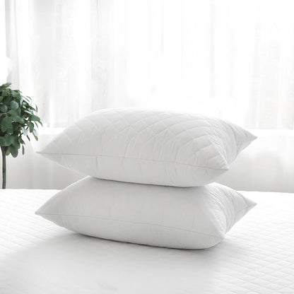 Quilted Pillow Protectors 2 Pack in white with soft quilted cover