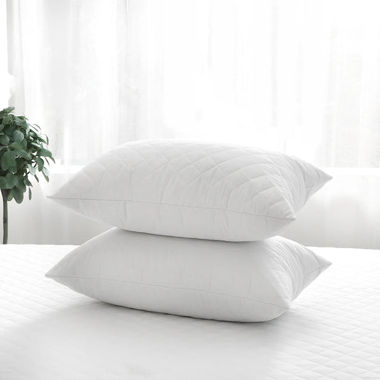 Quilted Pillow Protectors 2 Pack in white with soft quilted cover