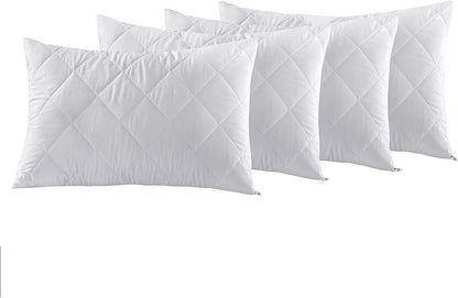 Quilted Pillow Protectors 4 Pack with zipped white quilted design