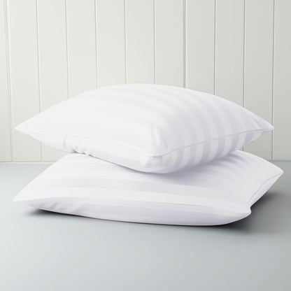 Stripe Hotel Pillow 2 Pack in white with subtle striped cover