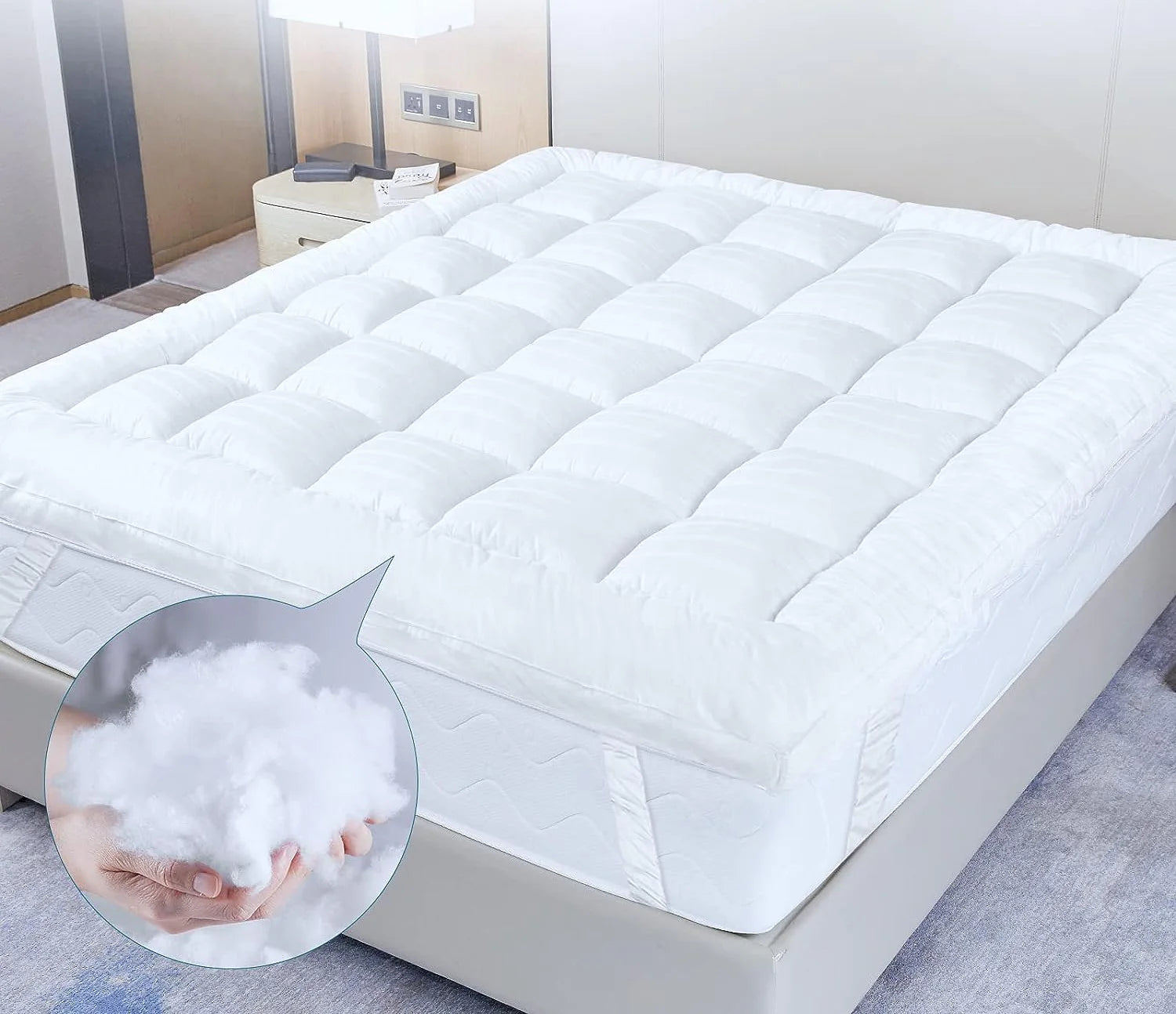 Super king bed topper with soft quilted comfort layer for everyday sleep