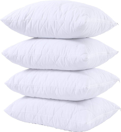 Waterproof Quilted Pillow Protectors Pack of 4 in white quilted design