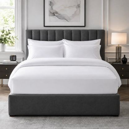 White 400 thread count 40cm extra deep fitted sheet on a bed

Grey