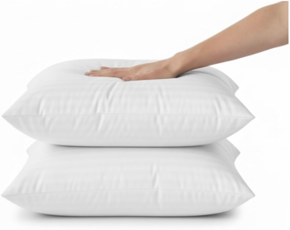 White stripe pillow showing soft bounce-back support